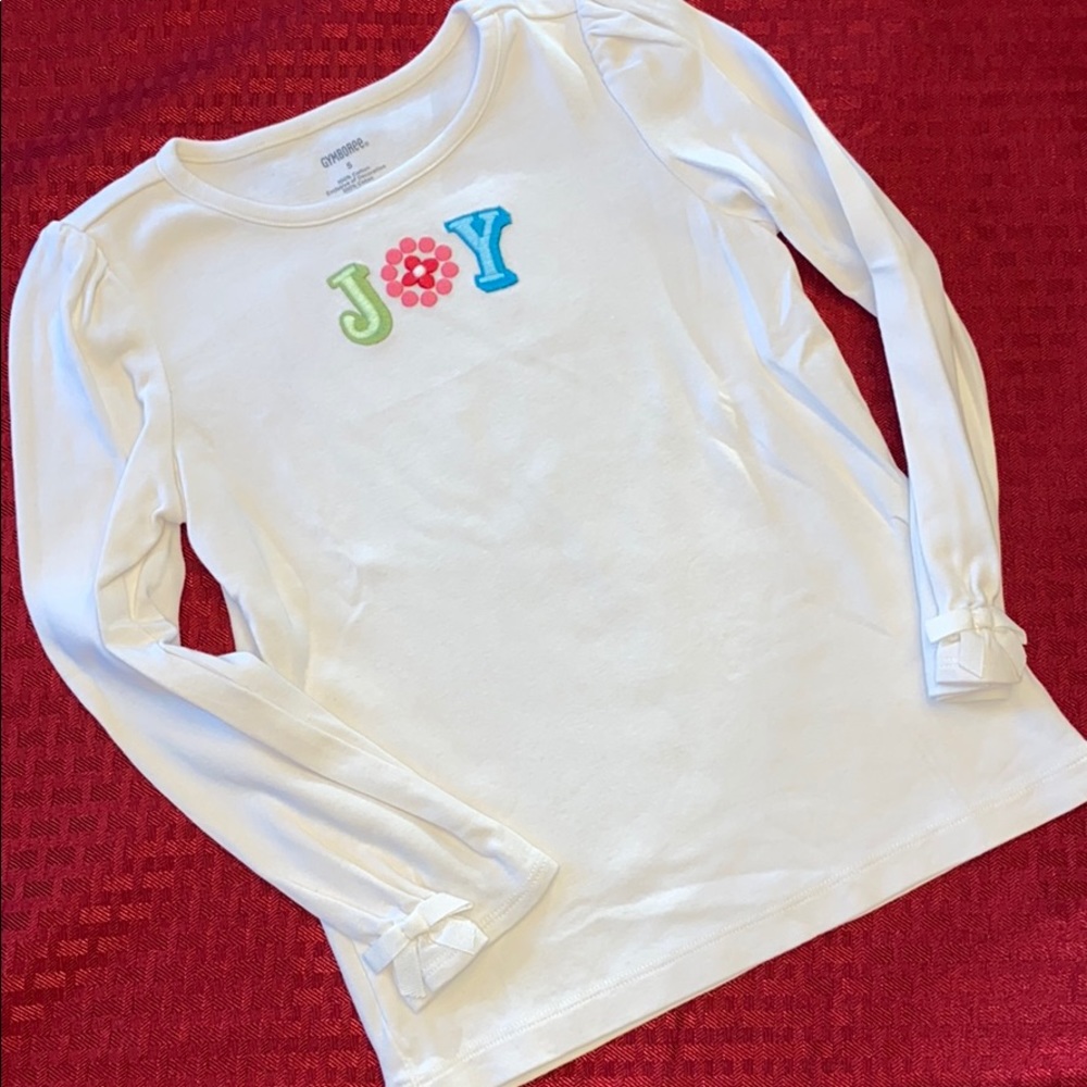 Gymboree girls size 5 long sleeve “Joy” top. EUC